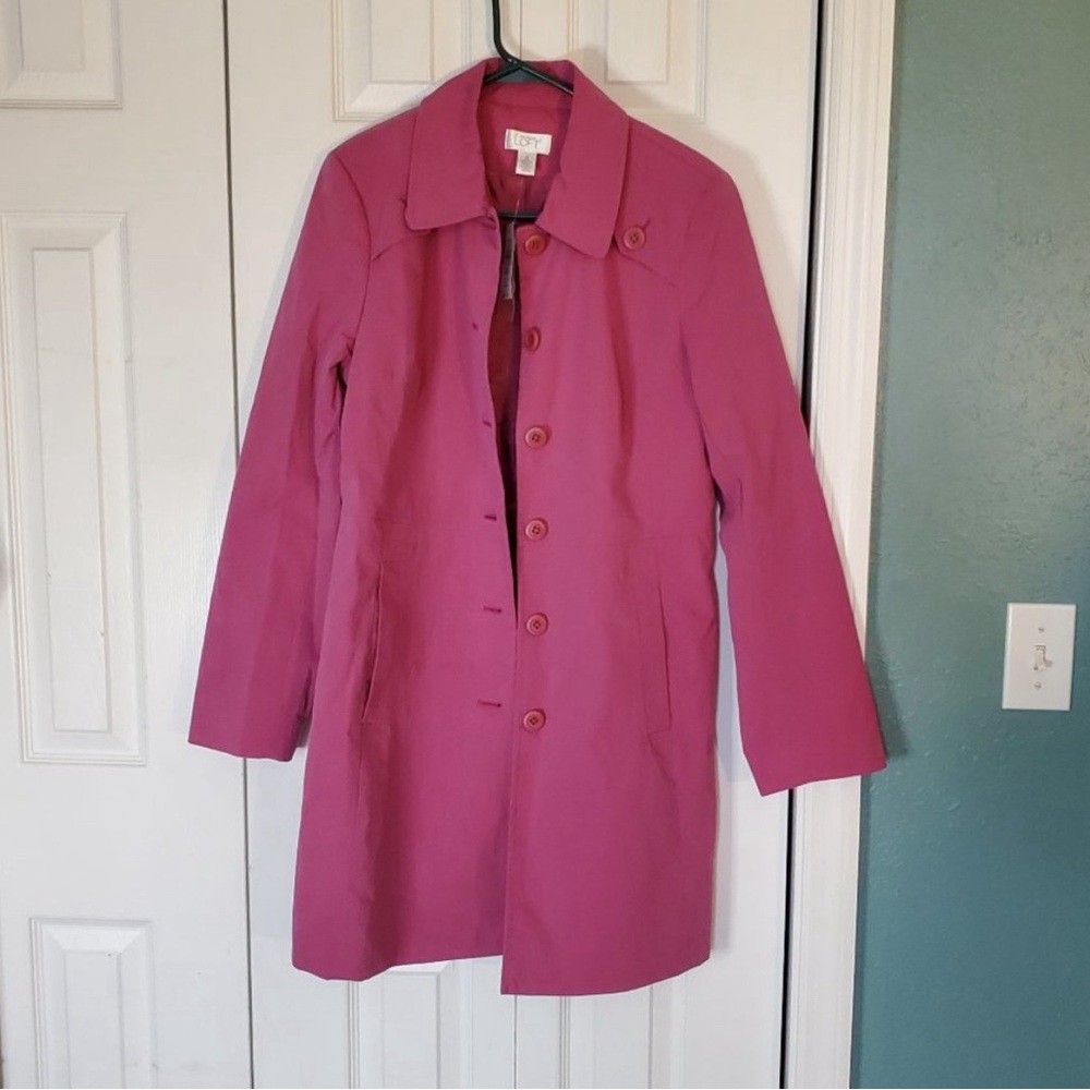 Ann Taylor Loft pink- cranberry medium size trench coat.